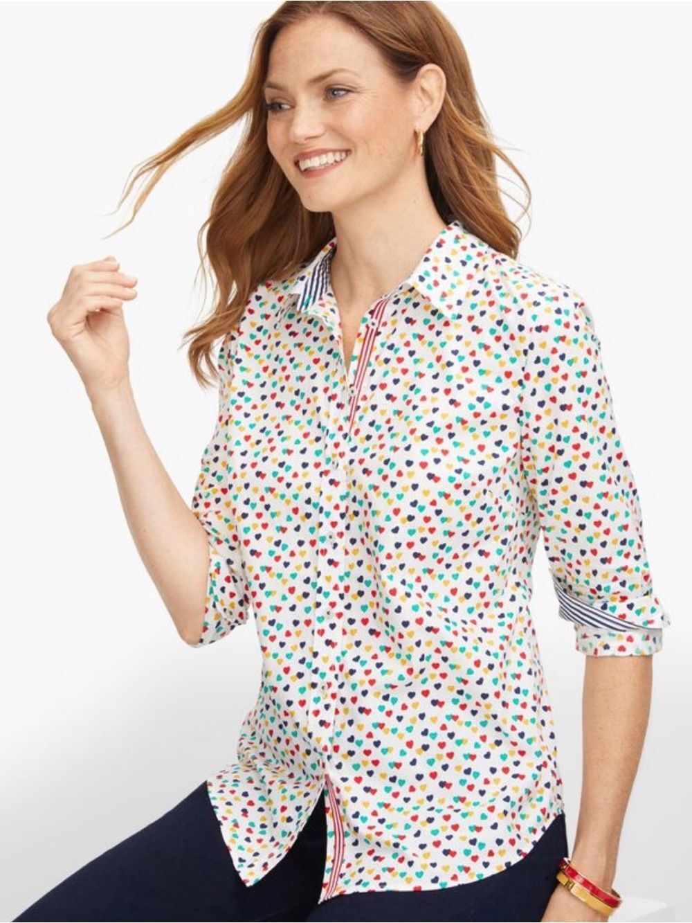 Talbots CLASSIC COTTON SHIRT - DITSY HEARTS M
